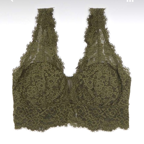 aerie Other - Aerie Eyelash Lace Plunge Bralette in Green